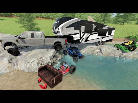 Millionaire goes camping with new ATV and couch car | Farming Simulator 22