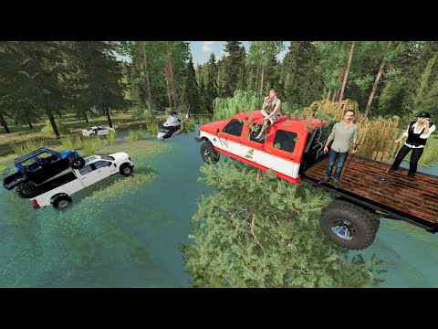 Police rescue stranded campers in swamp | Farming Simulator 22