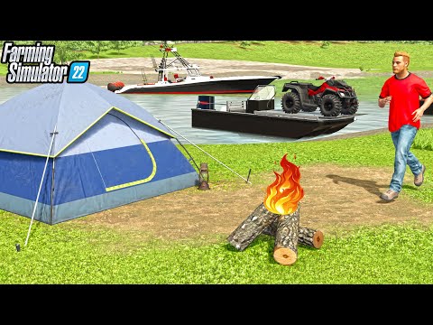 PRIVATE ISLAND CAMPING! *LUXURY BOATS* | FARMING SIMULATOR 22