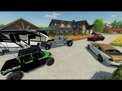 Stranded campers find Millionaires house | Farming Simulator 22 camping and mudding