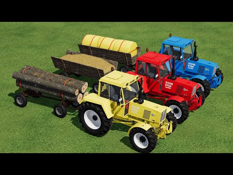 TRACTORS OF COLORS ! FARMING JOBS with OLD WOODEN WAGONS ! Farming Simulator 22