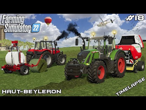 Wrapping GRASS SILAGE bales | Animals on Haut-Beyleron | Farming Simulator 22 | Episode 18