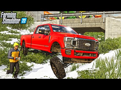 WRECKED $100,000 PICKUP IN DITCH (ICY ROADS) | FARMING SIMULATOR 22