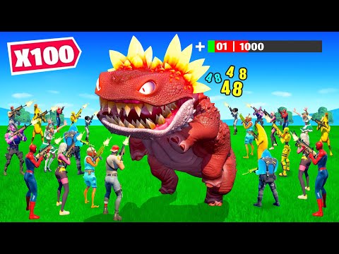 100 JOUEURS peuvent ils TUER le KLOMBO de FORTNITE