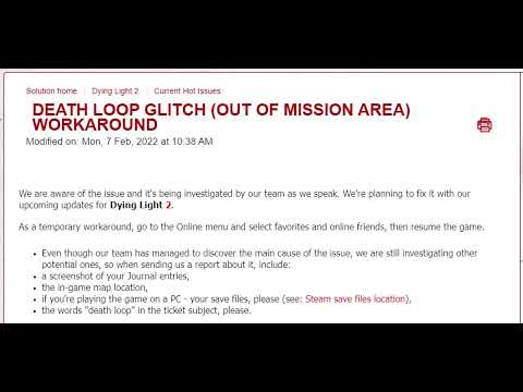 Dying Light 2 Deathloop bug | Only allowed one save file why?