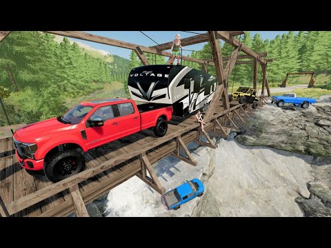 Campers save truck from flooded river | Farming Simulator 22