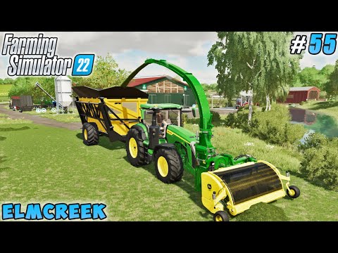 Covering silo trench with grass silage, making grass bales | Elmcreek | Farming simulator 22 |  #55