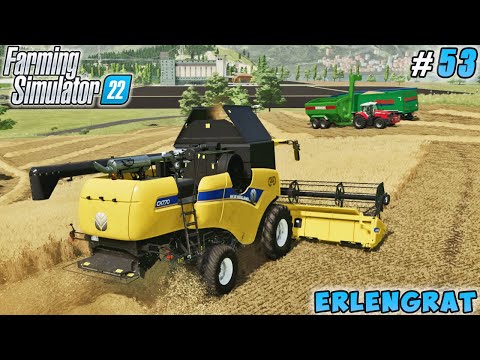 Harvesting wheat, flour production, making straw bales | Erlengrat | Farming simulator 22 | ep #53