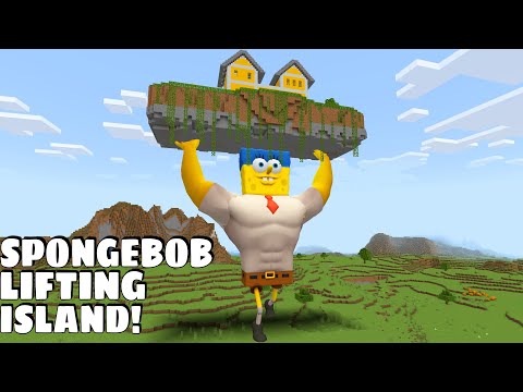 I found SUPER SPONGEBOB HOLDING FLOATING ISLAND in Minecraft – Gameplay – Coffin Meme