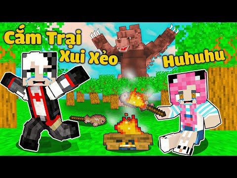 MỀU THỬ THÁCH 24 GIỜ CẮM TRẠI XUI XẺO TRONG MINECRAFT*1 NGÀY REDHOOD ĐI DÃ NGOẠI CÙNG MỀU VÀ GẤU XÁM
