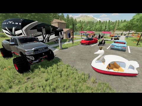 Millionaire goes camping and boating in a swamp and lake | Farming Simulator 22