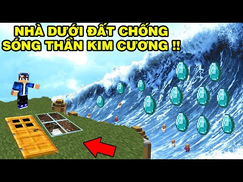 Mình Đã Thử Thách Làm Nhà Dưới Đất | Chống Lại Sóng Thần Kim Cương | TRONG MINECRAFT PE..!!