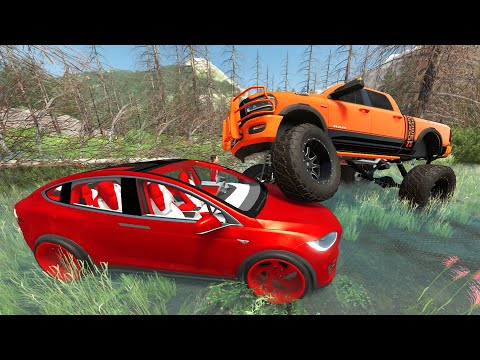 Tesla offroad in flooded swamp | Farming Simulator 22