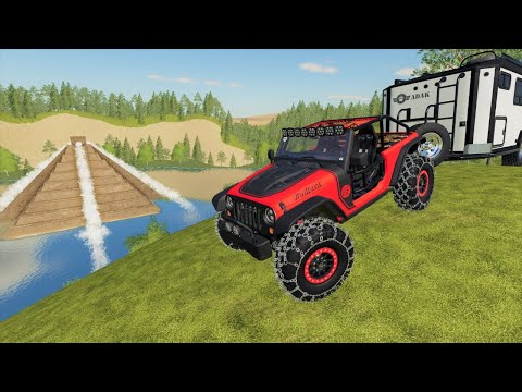 Camping adventure to find hidden pyramid and treasure | Farming Simulator 19 camping and mudding