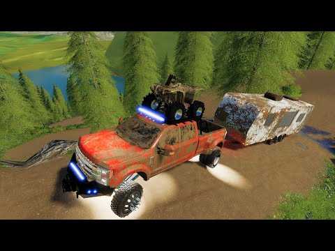 Can we camp on top of muddy mountain | Farming simulator 19 mudding | Going camping