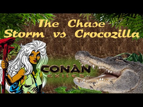 🐊The Chase around the Castle: Storm vs Crocozilla🐊 **FUNNY MOMENT** || Conan Exiles