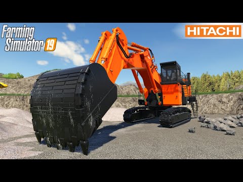 Farming Simulator 19 – HITACHI EX2600 Giant Mining Excavator Works In A Quarry