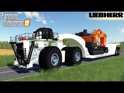 Farming Simulator 19 – LIEBHERR + MEGATRAILER Transportation Of An Oversized Super Heavy Excavator