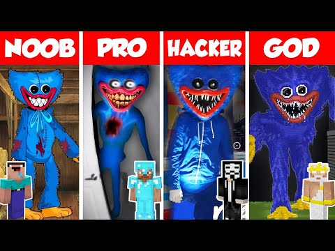HUGGY WUGGY POPPY PLAYTIME HOUSE BUILD CHALLENGE – NOOB vs PRO vs HACKER vs GOD Minecraft Animation