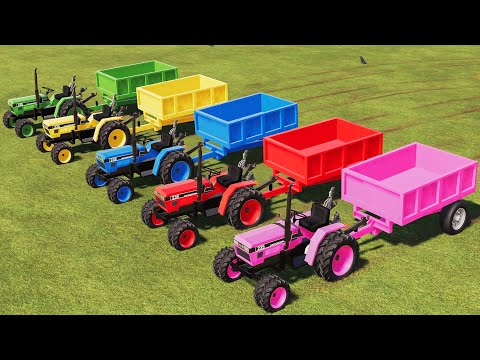 Mini Tractor of Colors! Transport CASE Tractors to Mini Farm! Corn Chaff Job! Farming Simulator 19