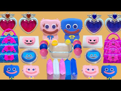 Mixing "Huggy Wuggy" Eyeshadow and Makeup,parts,glitter  Into  Slime!  Satisfying Slime Video ASMR