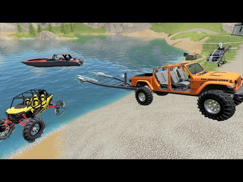 Off-roading and Boating on a private lake | Farming Simulator 19 camping and mudding