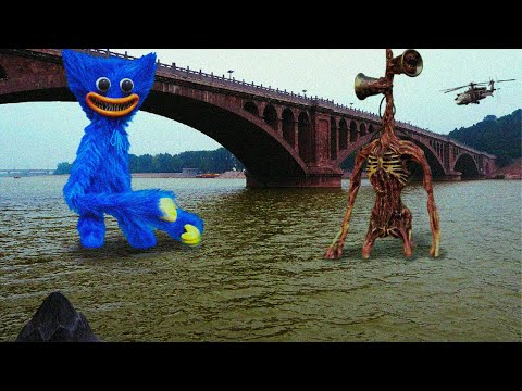 POPPY PLAYTIME + SIREN HEAD GÉANT FILMÉ DANS LA VRAIE VIE ! 😨 Huggy Wuggy + Siren Head géants !
