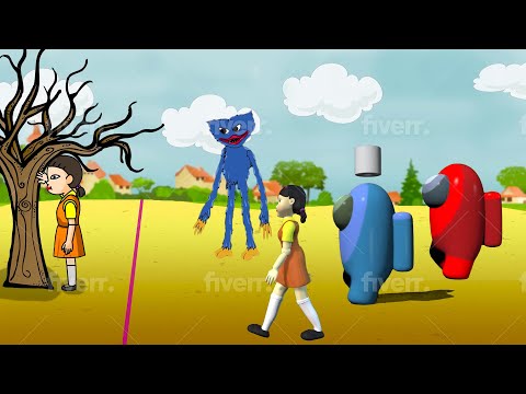 Squid Game Kills Huggy Wuggy and Mini Crewmate | Among Us and Poppy Playtime (Epic Battle 2021)