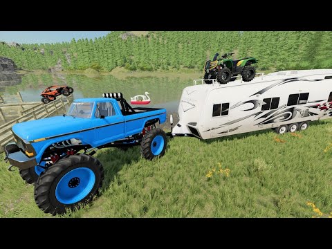Camping and boating with our Monster Truck | Farming Simulator 22