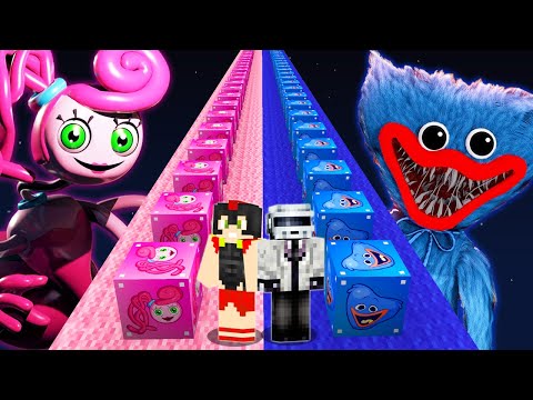 DESAFÍO DE LUCKY BLOCK de MOMMY LONG LEGS vs HUGGY WUGGY 😱 ¿QUIEN ES MEJOR? CARRERA DE LUCKY BLOCKS