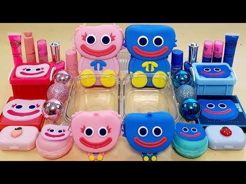 Huggy Wuggy Pink vs Blue Slime Mixing Random Into Slime! Satisfying Slime Video ASMR