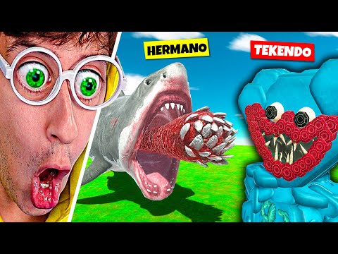 HUGGY WUGGY vs MEGALODON🦖!! (Batalla por Equipos vs NOVIA) | Animal Battle Simulator TEKENDO