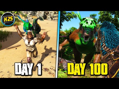 I Survived 100 Days of HARDCORE Ark Survival Evolved (New LOST ISLAND Map) 😀