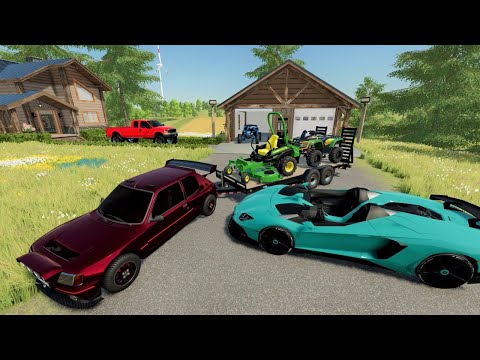 Millionaire using race car to buy lawn mowers | Farming Simulator 22