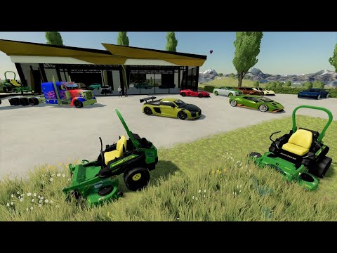 Mowing race car dealership with tons of expensive cars | Farming Simulator 22