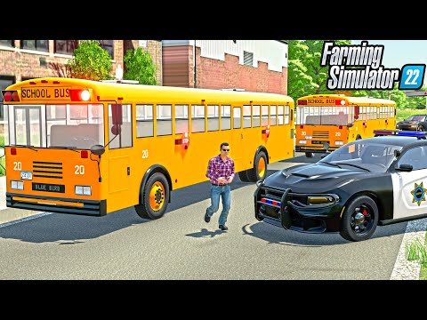 POLICE CHASE STOLEN SCHOOL BUS (UNDER COVER COPS) | Farming Simulator 22