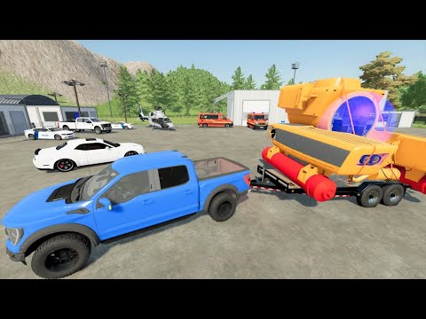 Using submarine to rescue stranded campers for police | Farming Simulator 22