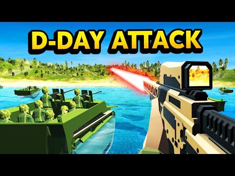 D-DAY ATTACK IN AMPHIBIOUS VEHICLES w/ RAILGUN (Ravenfield Funny Gameplay)