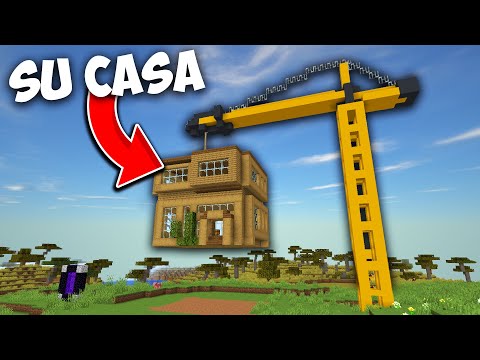 ELEVÉ la CASA de mi AMIGO con una GRÚA FUNCIONAL en MINECRAFT!