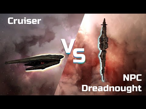 EVE Online. Убийство NPC Dreadnought на крейсере.