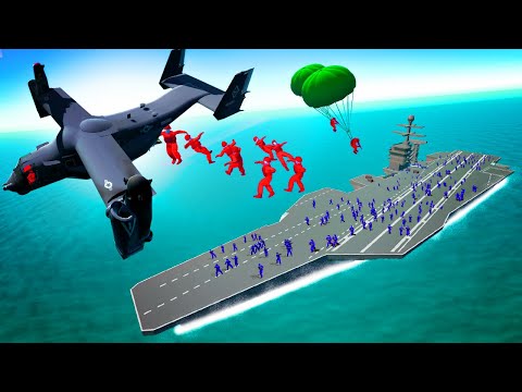 LEGENDARY OSPREY INVASION On the Aircraft Carrier in Ravenfield!