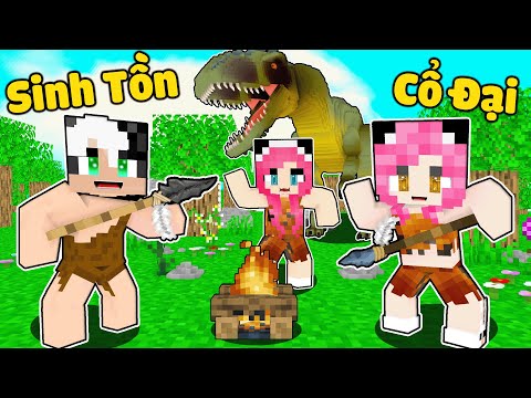 MỀU THỬ THÁCH 24 GIỜ SINH TỒN CỔ ĐẠI TRONG MINECRAFT*1 NGÀY REDHOOD TRỞ VỀ KỶ NGUYÊN KHỦNG LONG MCPE