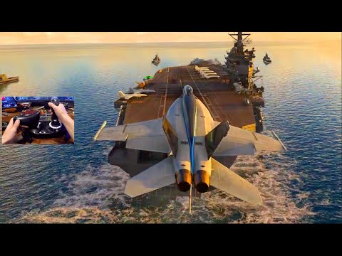 Microsoft Flight Simulator – LANDING My FIRST Fighter Jet On AirCraft Carrier!!