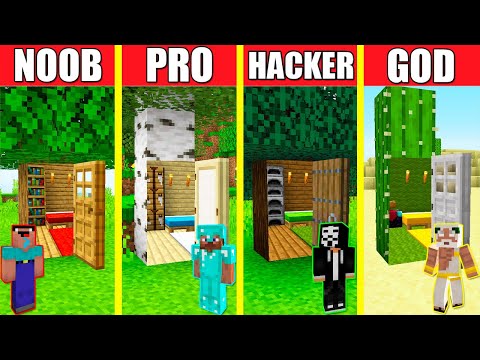 Minecraft Battle: INSIDE TREE HOUSE BUILD CHALLENGE – NOOB vs PRO vs HACKER vs GOD / Animation
