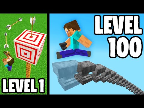 Minecraft IMPOSSIBLE Trick Shots! (Level 1 To Level 100)