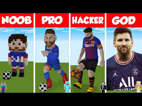 Minecraft NOOB vs PRO vs HACKER vs GOD: MESSI PSG STATUE HOUSE BUILD CHALLENGE – Animation