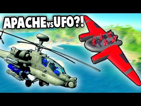 NEW mystery UFO vs Apache Helicopter!  (Ravenfield New Update Mod Gameplay)