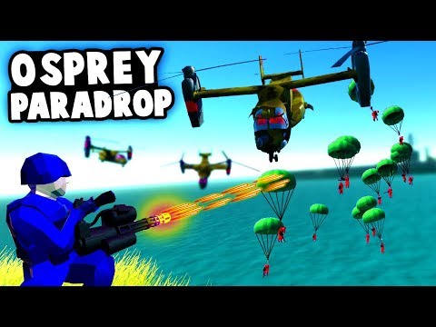 New OSPREY PARADROP vs MINIGUN Base Defense! Epic AERIAL INVASION! (Ravenfield Best Mods)
