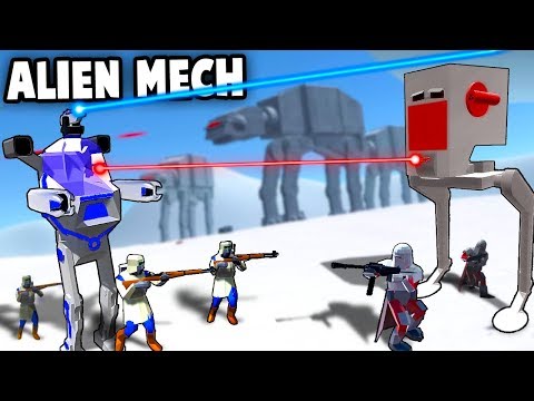 SECRET Alien Mech Walker vs Imperial AT AT Walkers on Hoth (Ravenfield Star Wars Mod – Secrets)