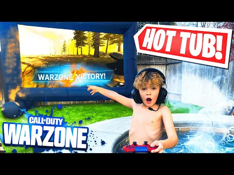 Turning our backyard into the ULTIMATE Hot Tub Gaming Setup (Warzone)